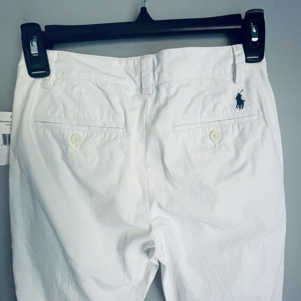NEW Polo Ralph Lauren Boys Chino Pants Size 10 White Cotton Straight Fit Blue Po